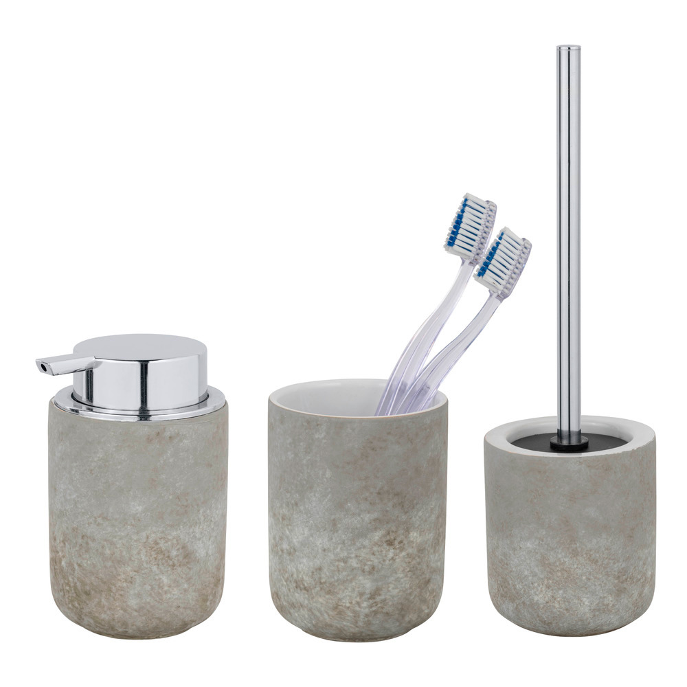 LONDA grau Badzubehör-Set aus Keramik, 3-teilig LONDA grau Badzubehör-Set aus Keramik, 3-teilig