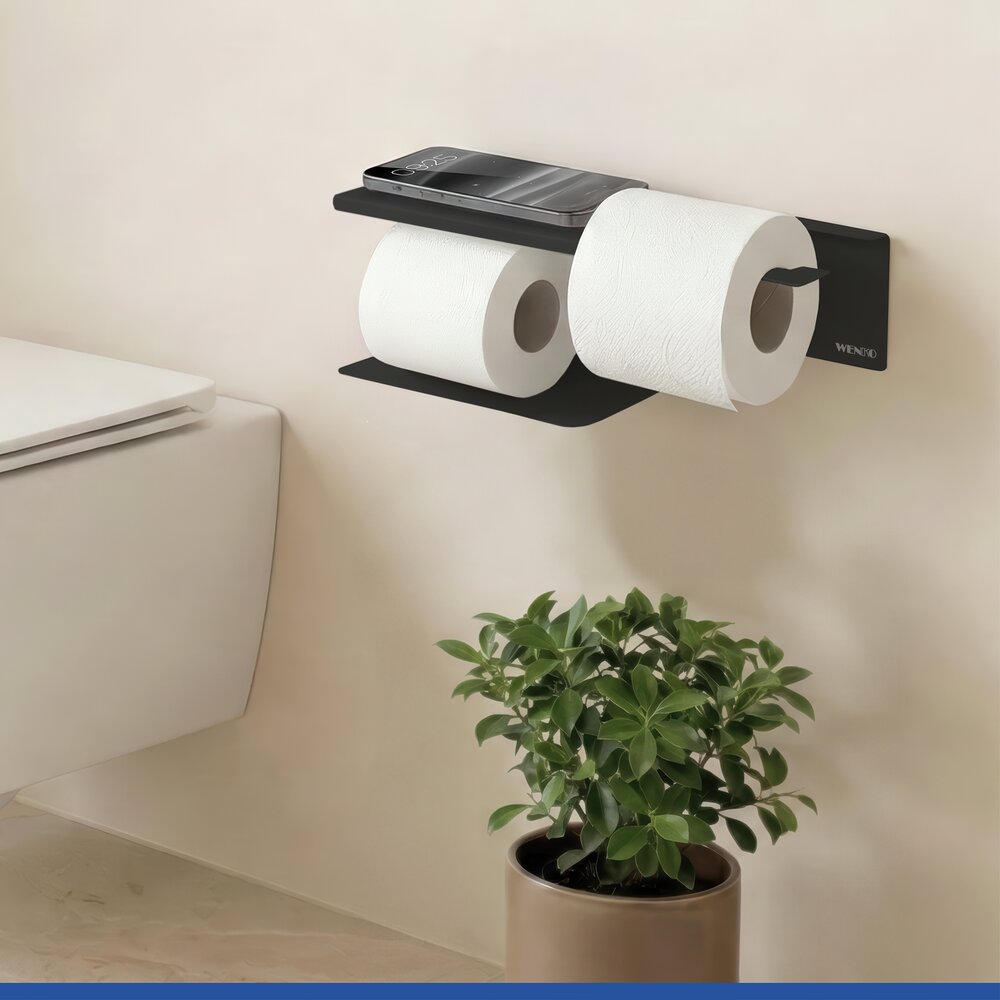 LIZAN schwarz Turbo-Loc® Toilettenpapierhalter mit Ablage