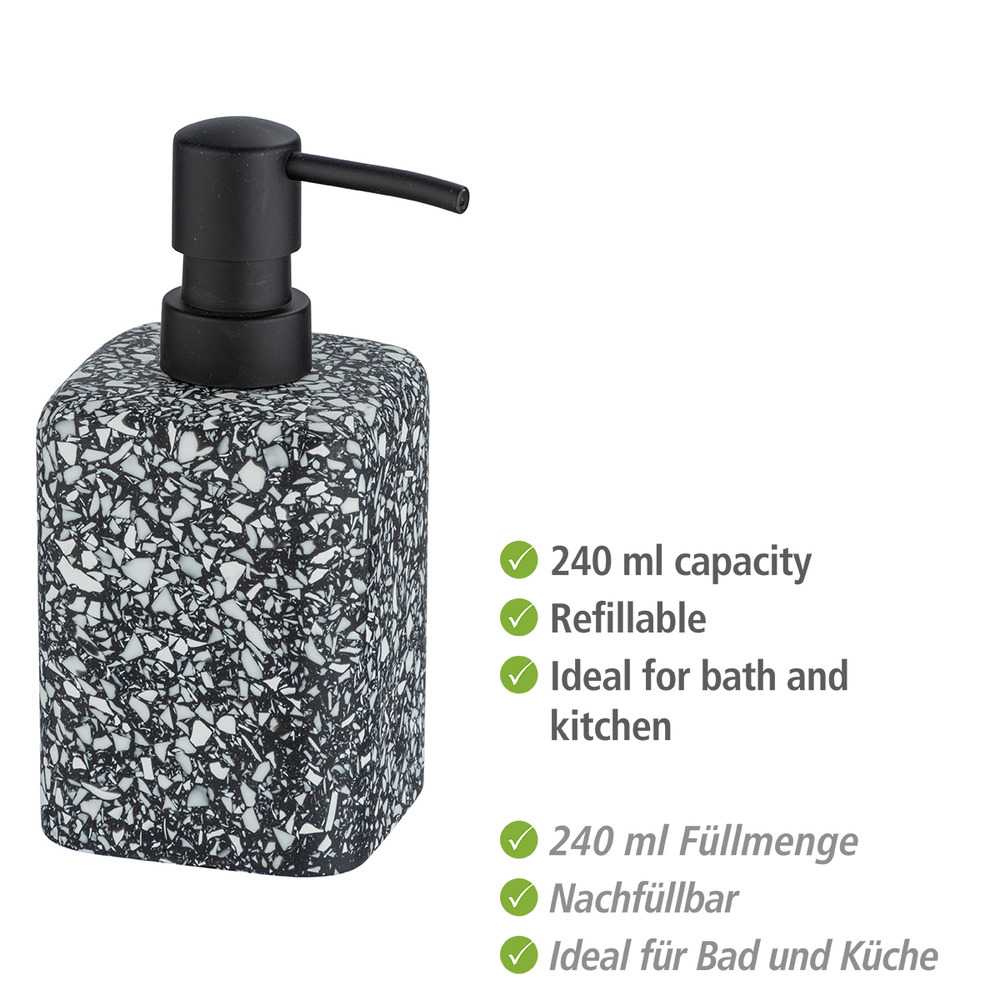 TERRAZZO schwarz Seifenspender 240 ml, Polyresin