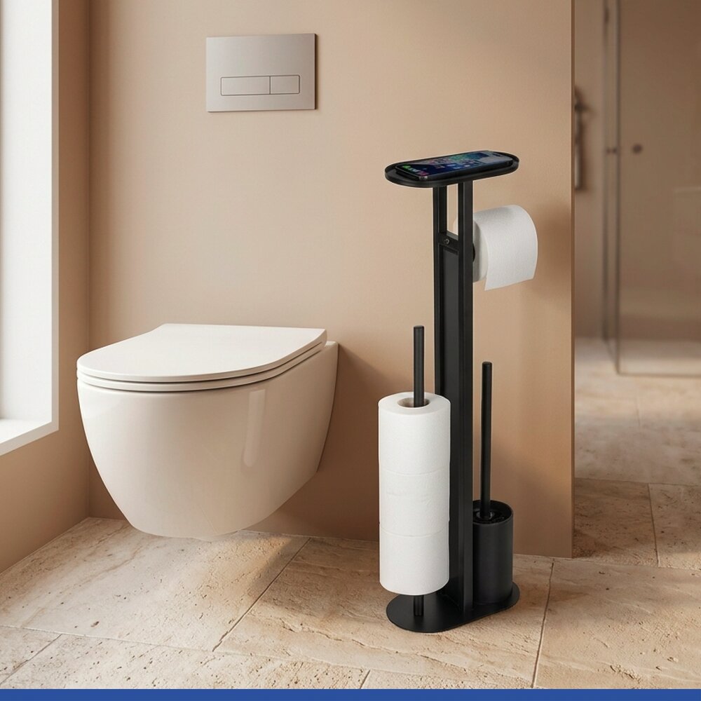 OREA Black Stand-WC-Garnitur mit Ablage