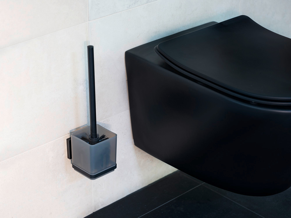 QUADRO schwarz VacuumLoc® Set: WC-Garnitur & Papierhalter