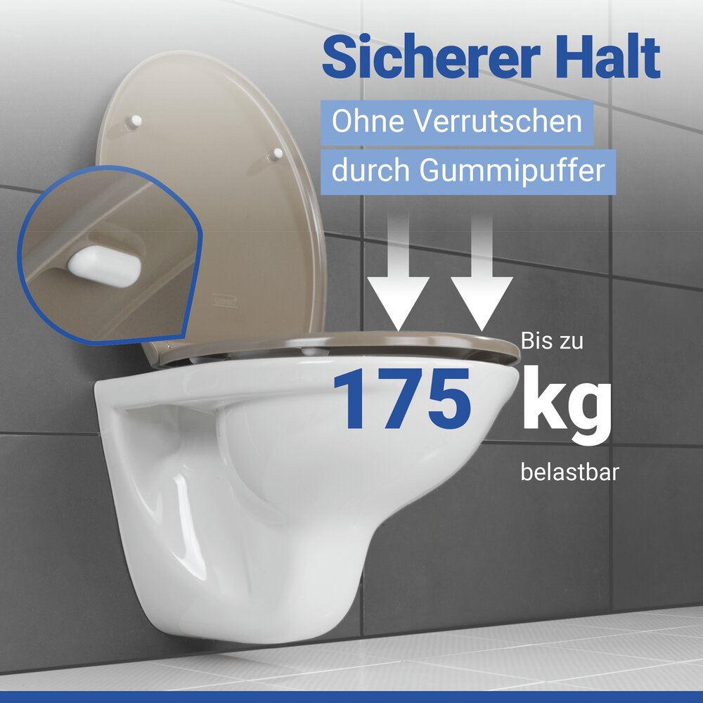 SAMOS taupe Premium WC-Sitz belastbar bis 175 kg
