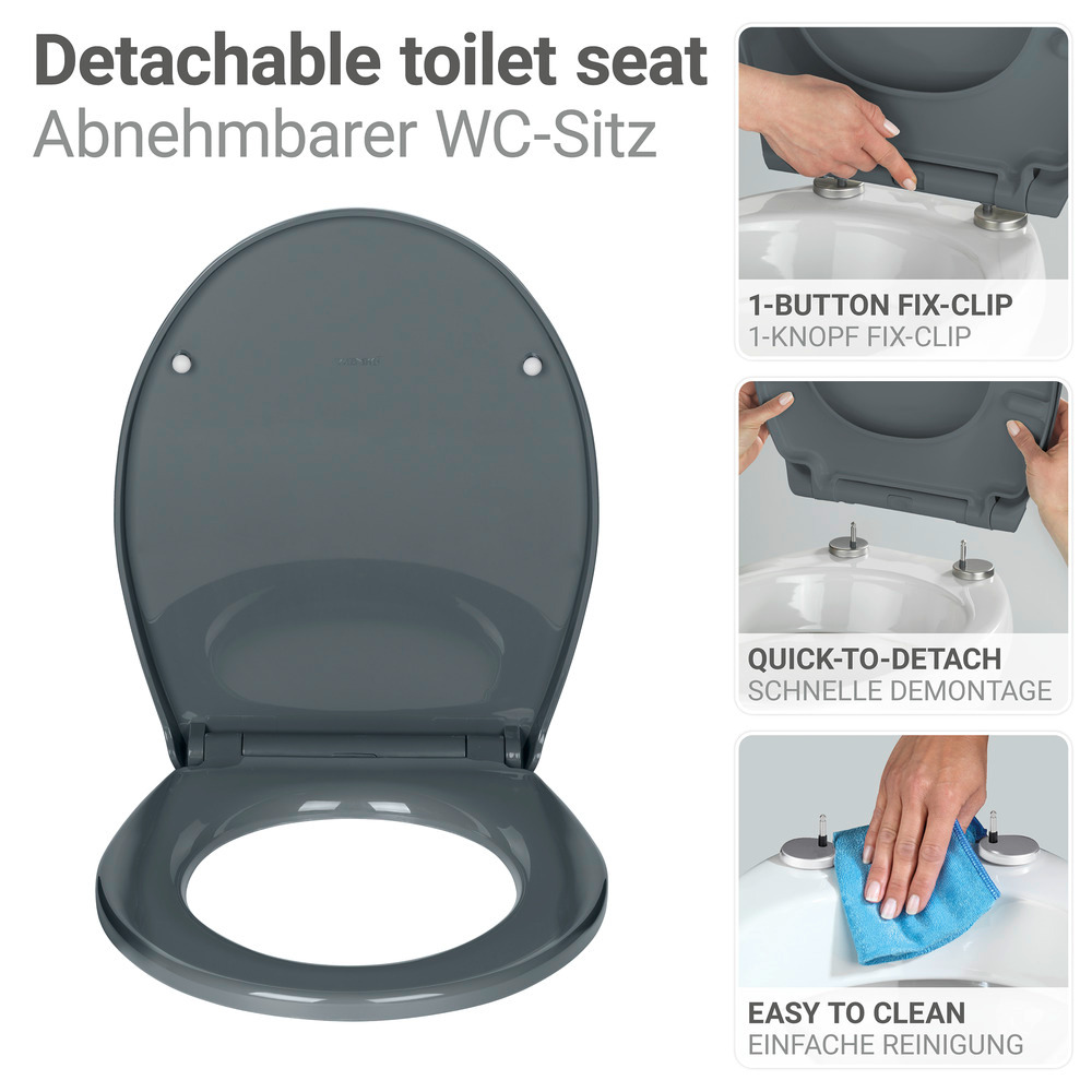 OSTUNI grau WC-Sitz, belastbar bis 300 kg