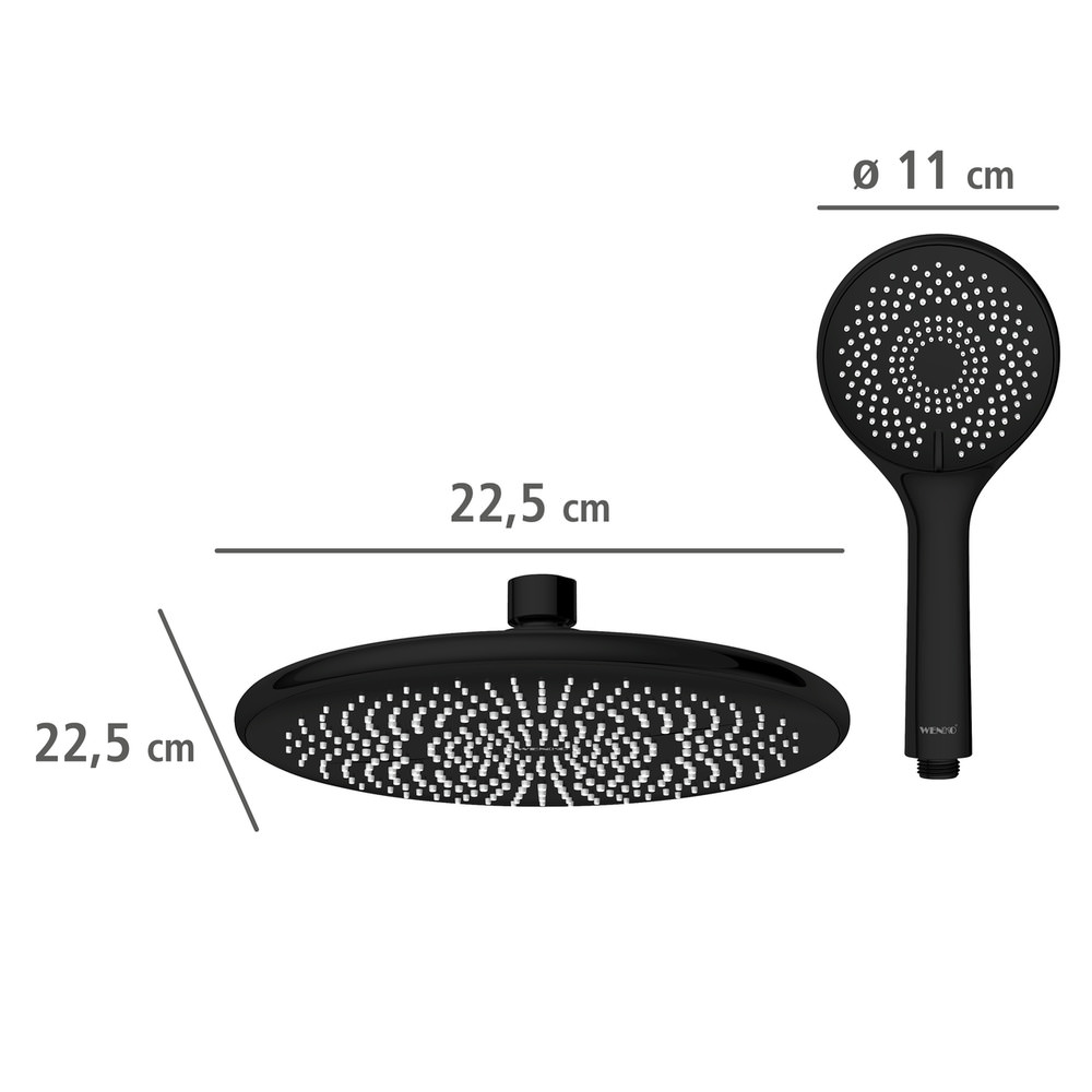 SCHWARZ Brauseset mit 2 Sparduschköpfen, 8 l/min