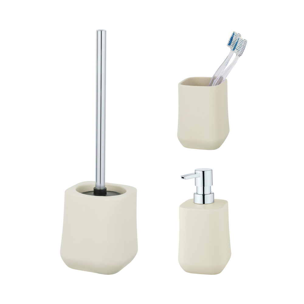 Keramik Bad-Accessoire Set Mod. ADINE Ecru, 3-teilig