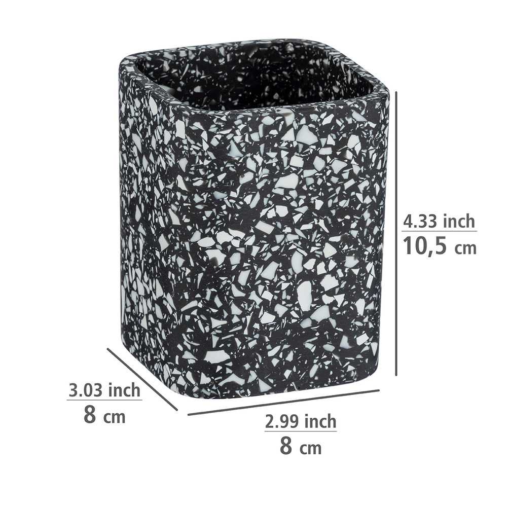 TERRAZZO schwarz Zahnputzbecher, Polyresin