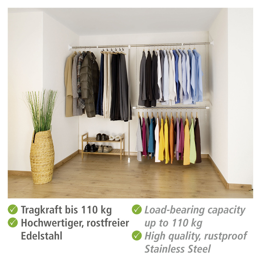 Teleskop-Garderoben-Set aus Edelstahl, 3-teilig