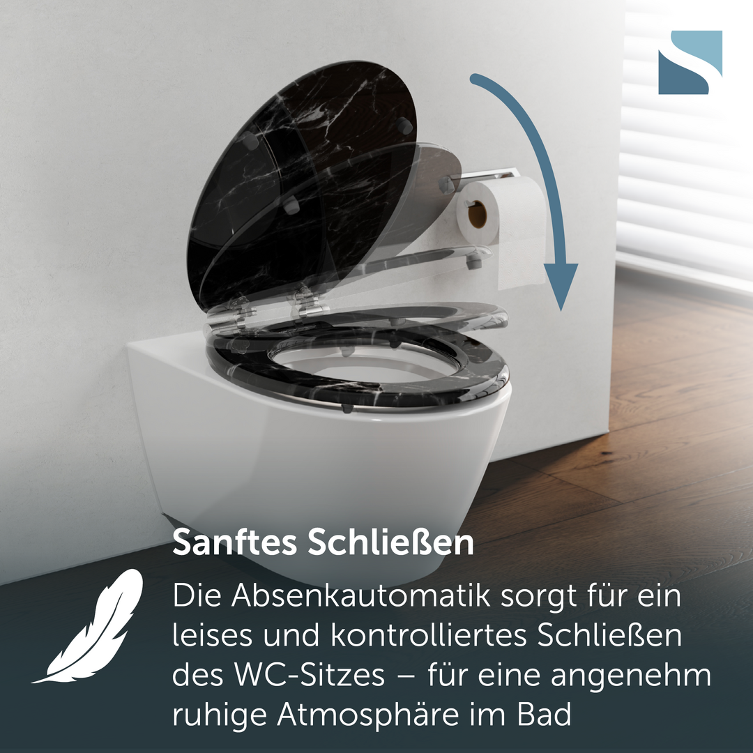 MARMOR BLACK WC-Sitz mit MDF-Holzkern