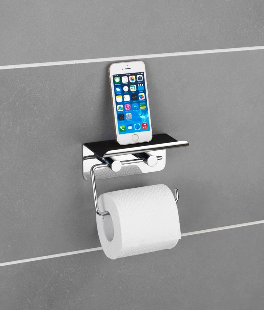 Toilettenpapierhalter mit Smartphone-Ablage