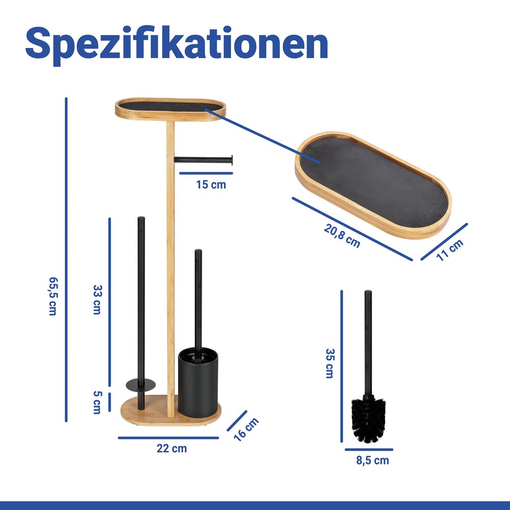 OREA Bambus Stand-WC-Garnitur mit Ablage