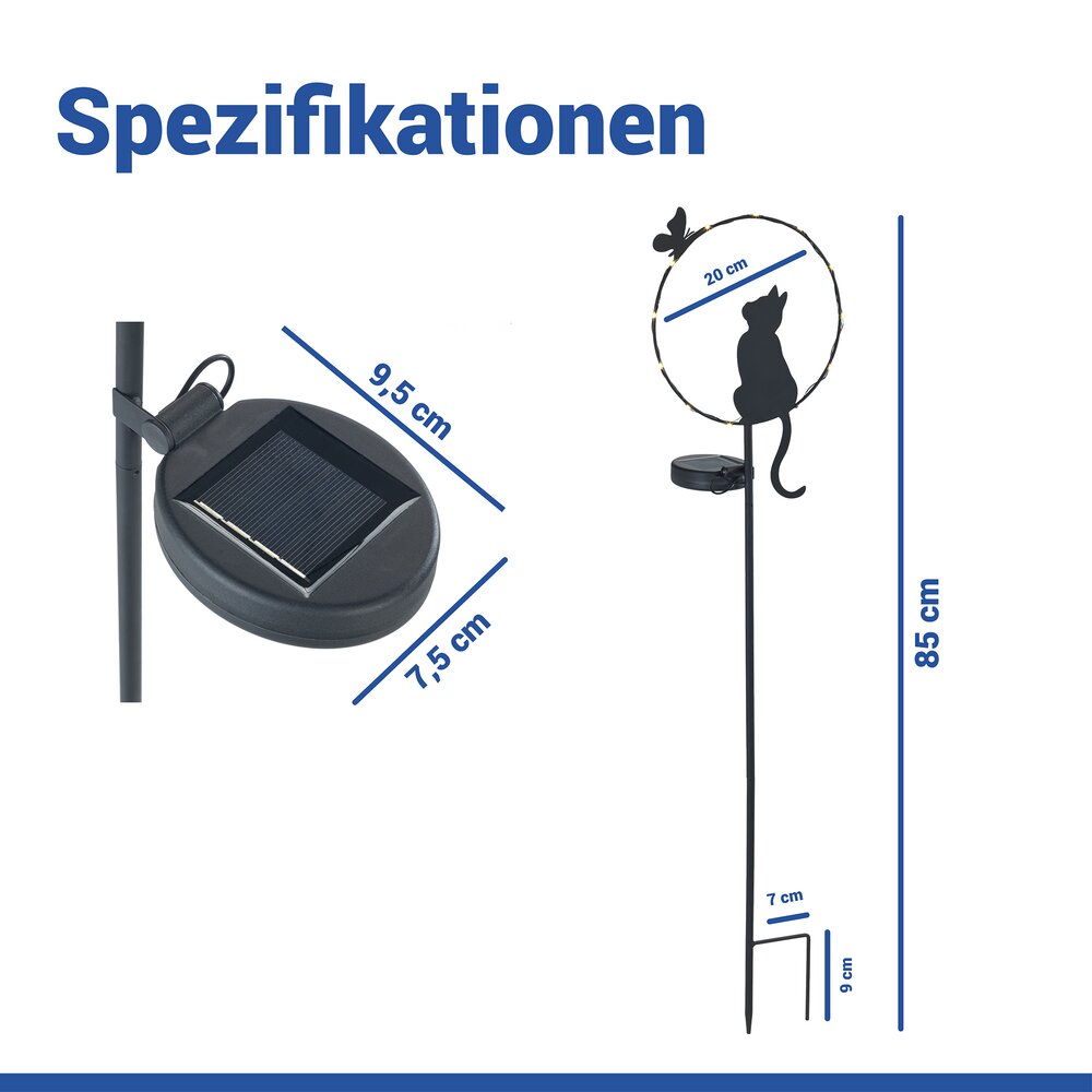 KATZE Gartenstecker aus Metall, solarbetrieben