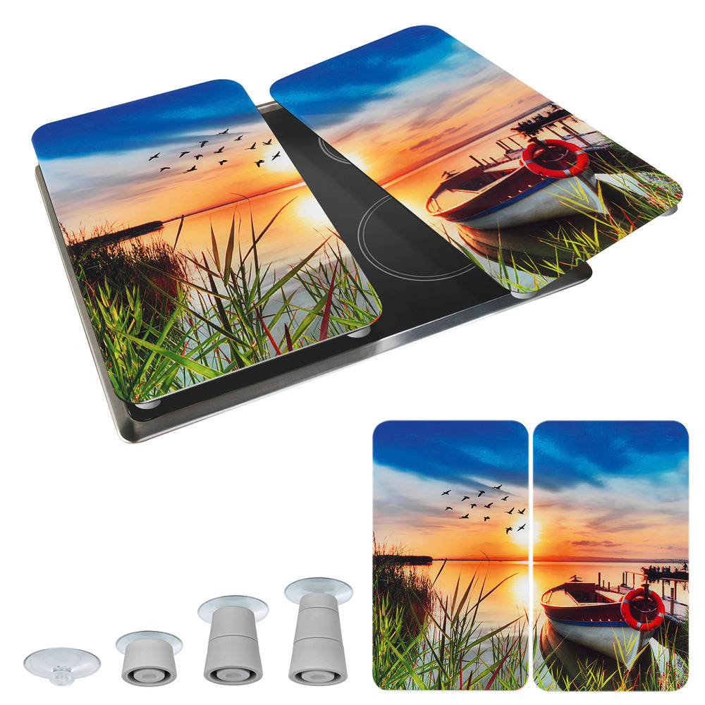 IDYLLE AM SEE 2er-Set Herdabdeckplatten aus Glas
