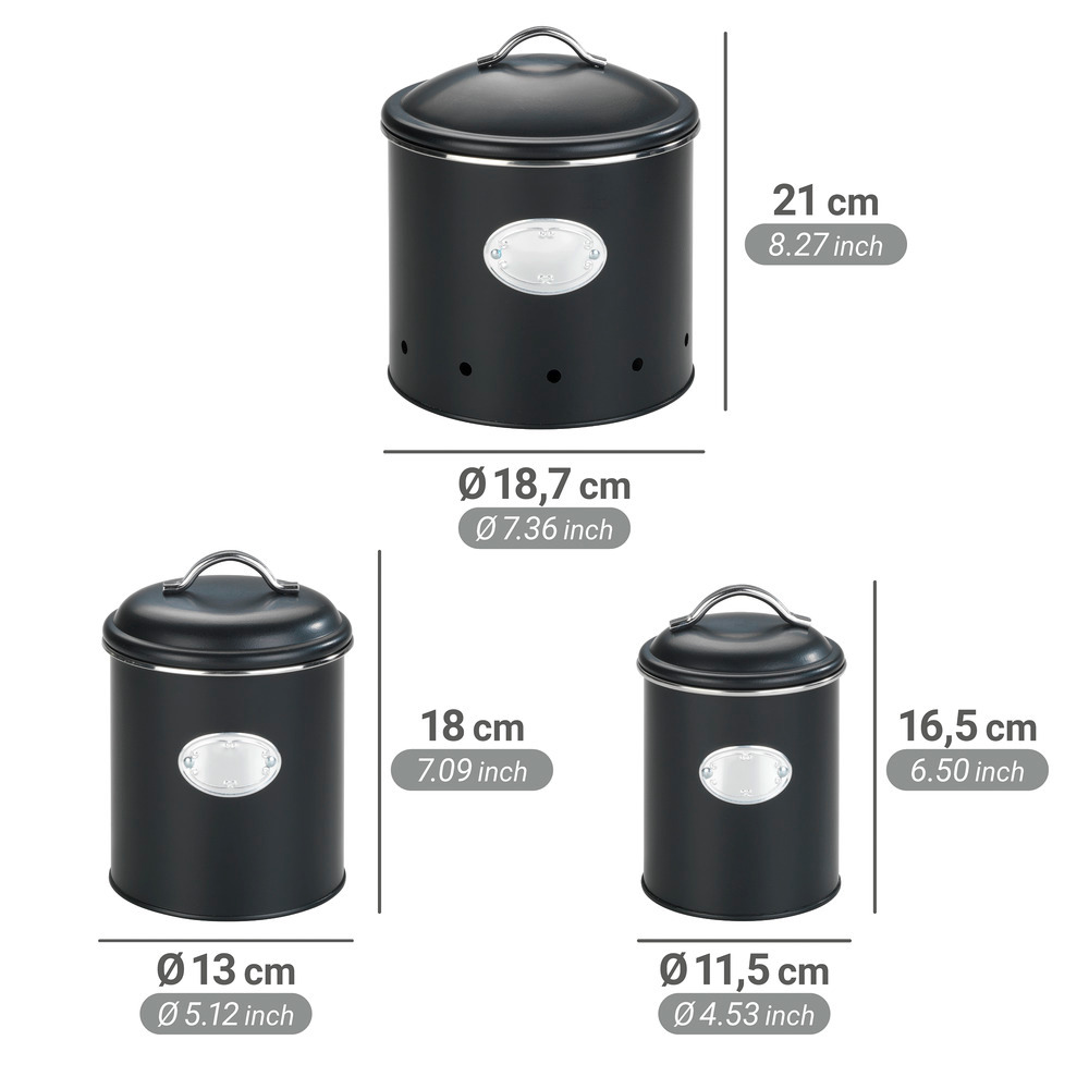 NERO schwarz Vorratsdosen aus Metall, 3er-Set NERO schwarz Vorratsdosen aus Metall, 3er-Set