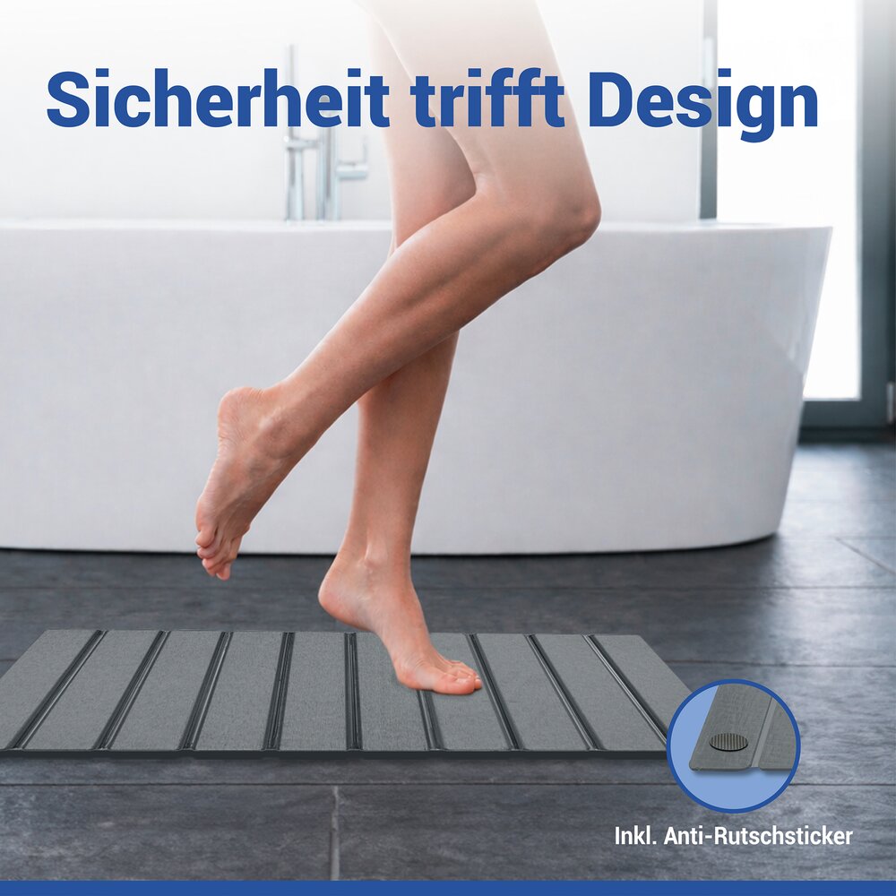 TRITEA grau Badematte schnelltrocknend 55x39cm