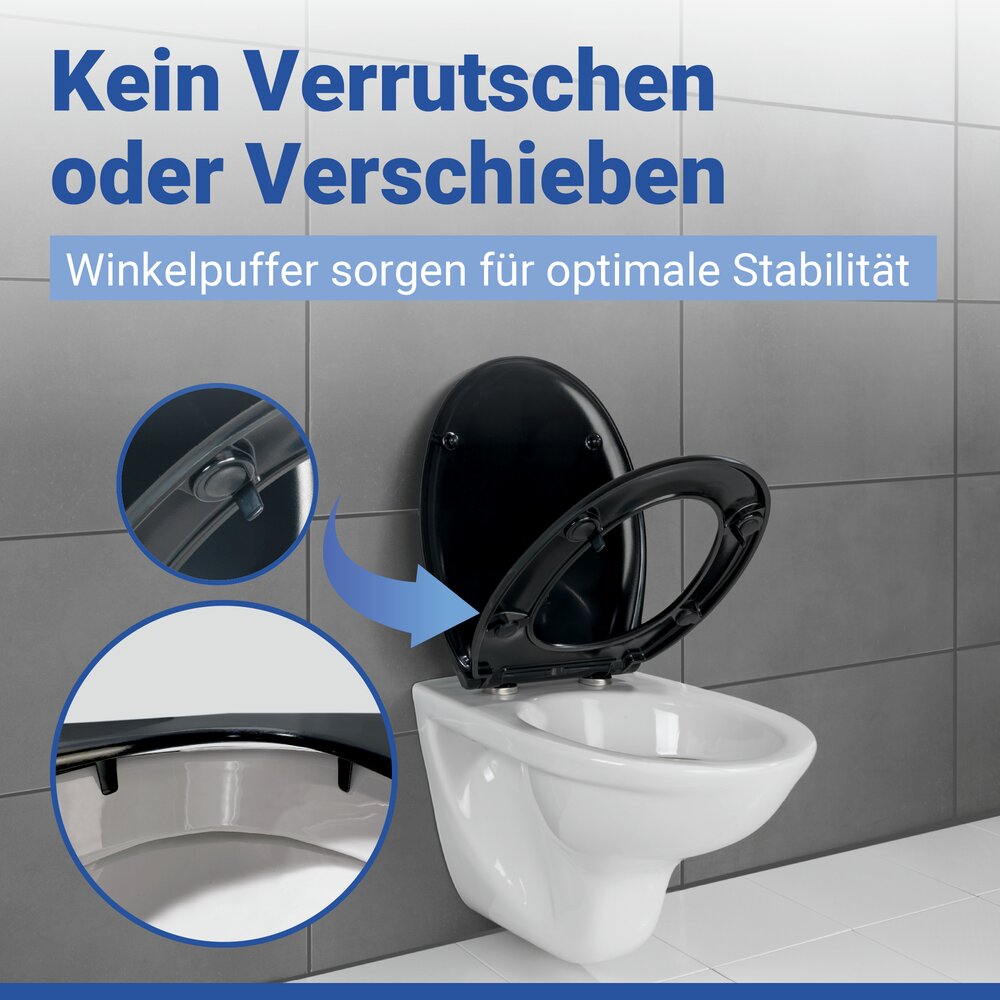 RIETI schwarz WC-Sitz belastbar bis 350 kg