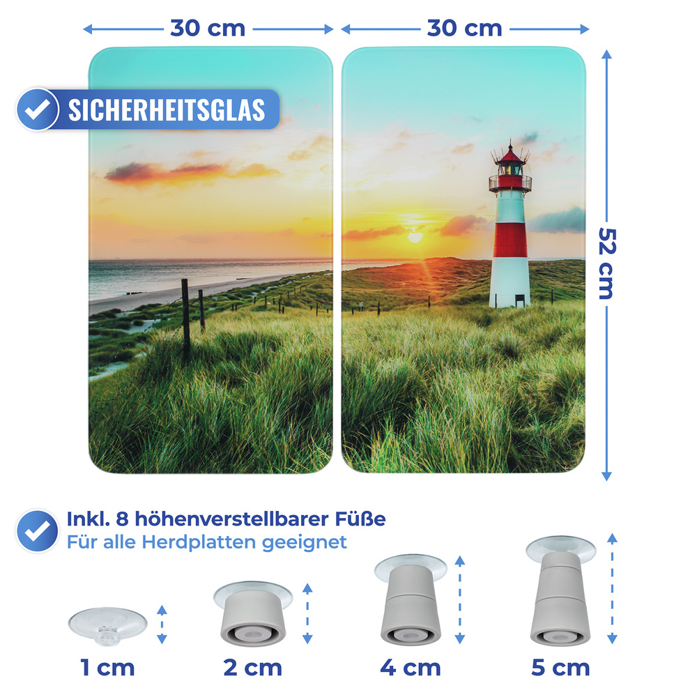 LEUCHTTURM  2er-Set Herdbdeckplatten aus Glas