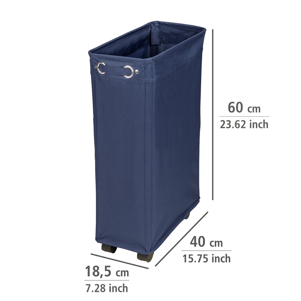 CORNO navy Wäschekorb mit Rollen, 43 Liter