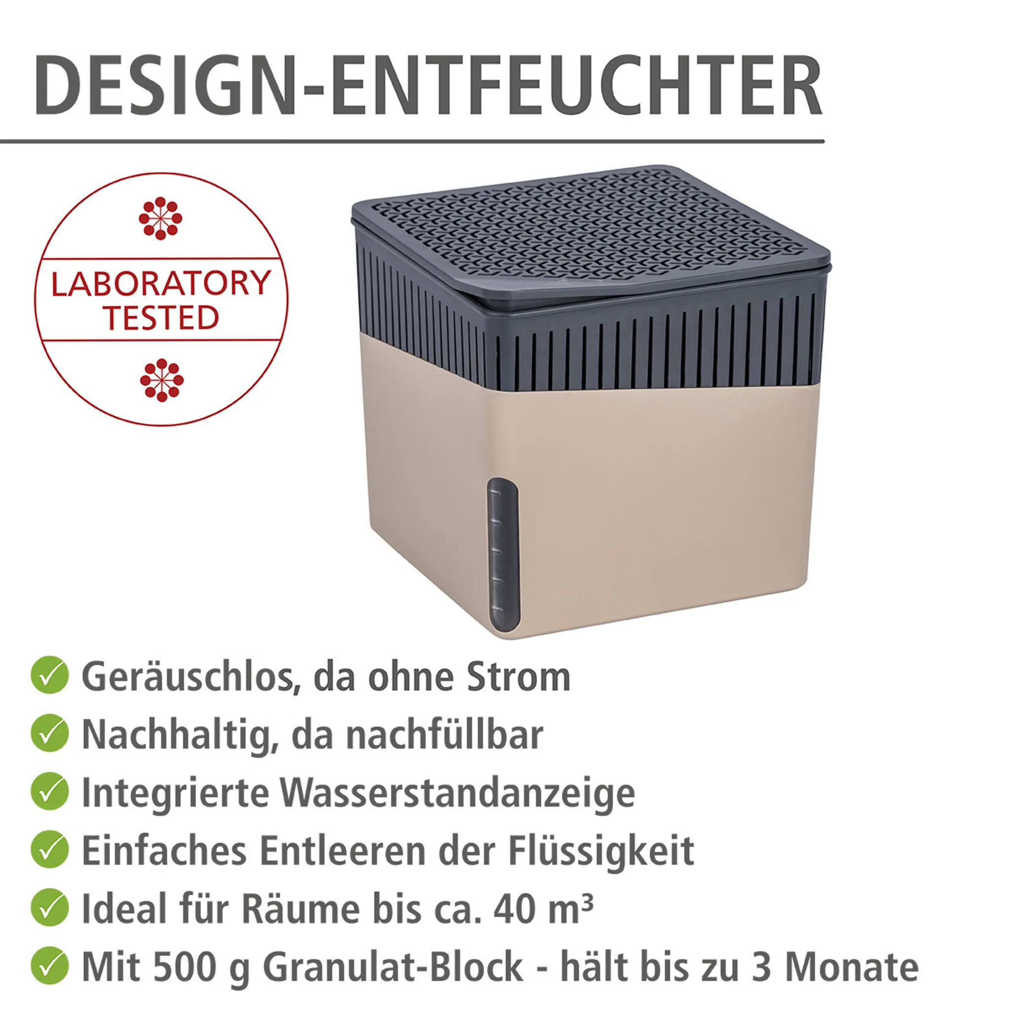 CUBE beige Entfeuchter 500g, 2er-Set