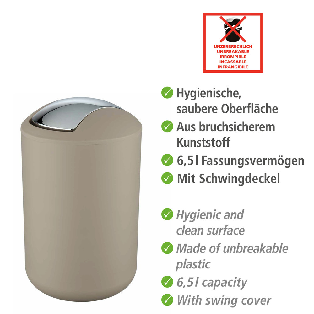 BRASIL taupe L Schwingdeckeleimer, 6,5 l