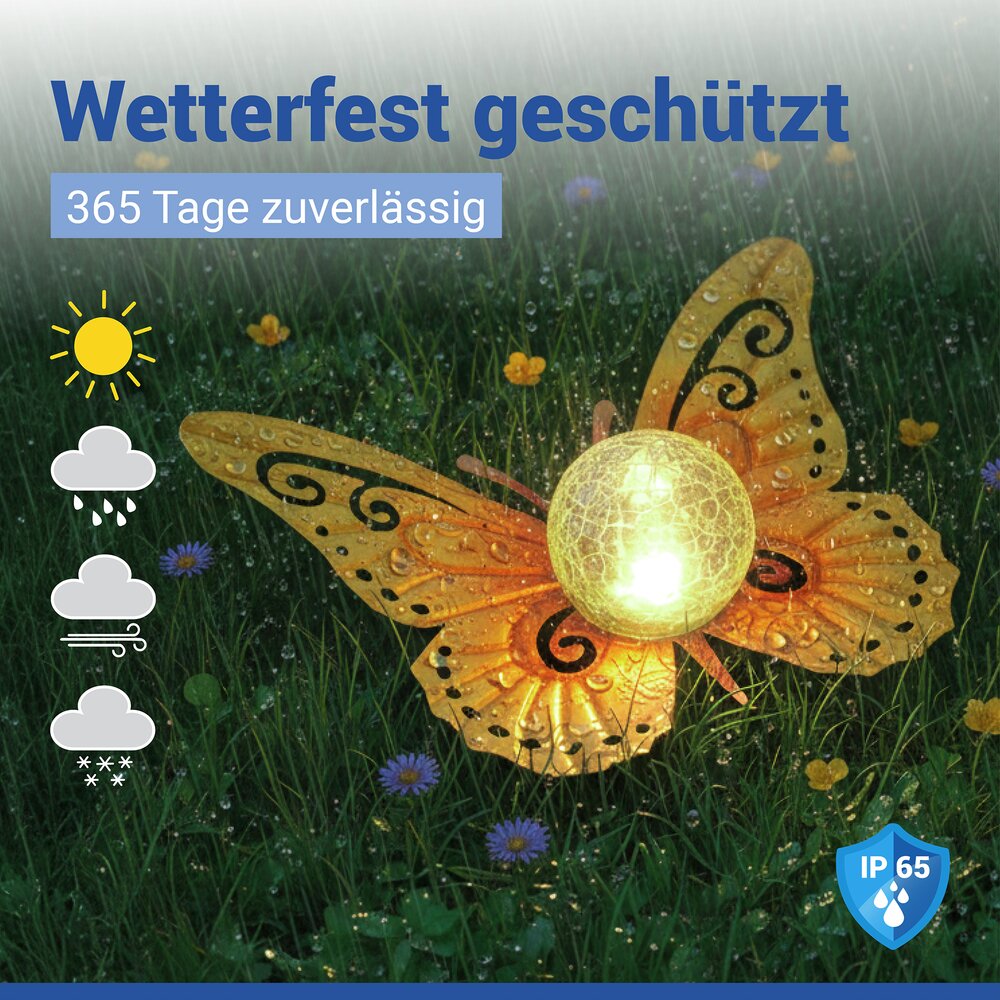 SCHMETTERLING orange/gold LED Solarlampe