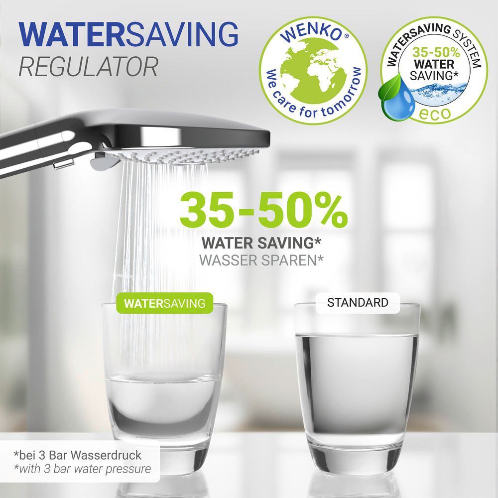 WATERSAVING Sparbrause 3 Strahlarten 9 l/min Ø12cm