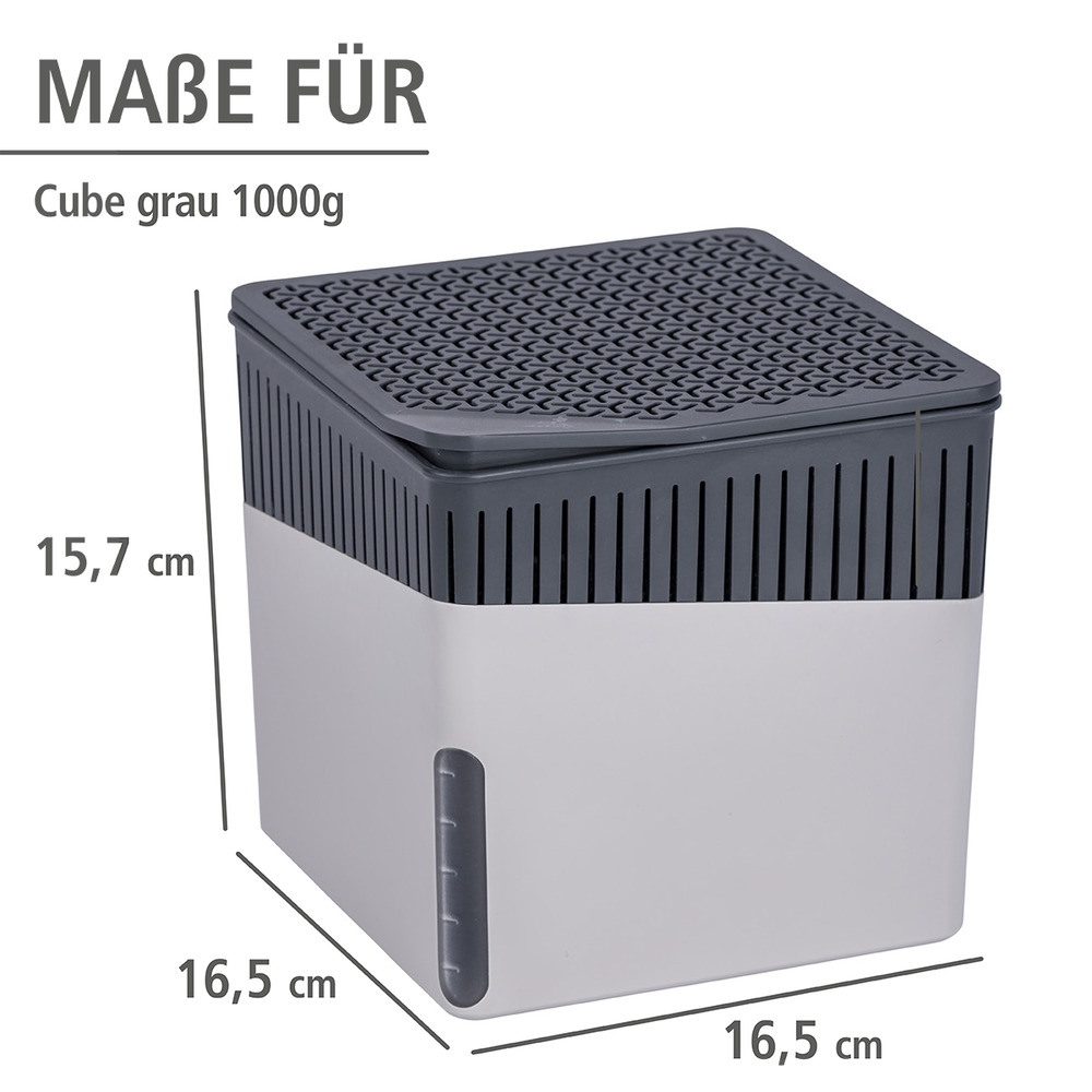 CUBE grau Entfeuchter + 2x1000g Nachfüller