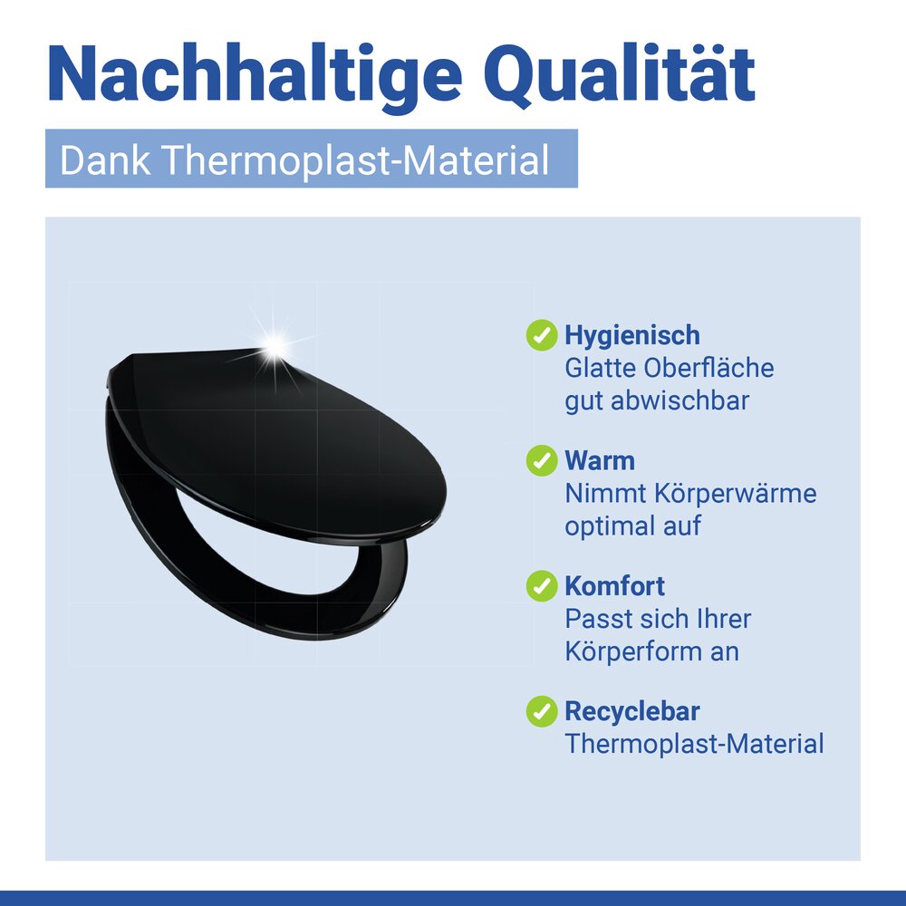 KOS schwarz WC-Sitz nur 1200 g, belastbar bis 200 kg