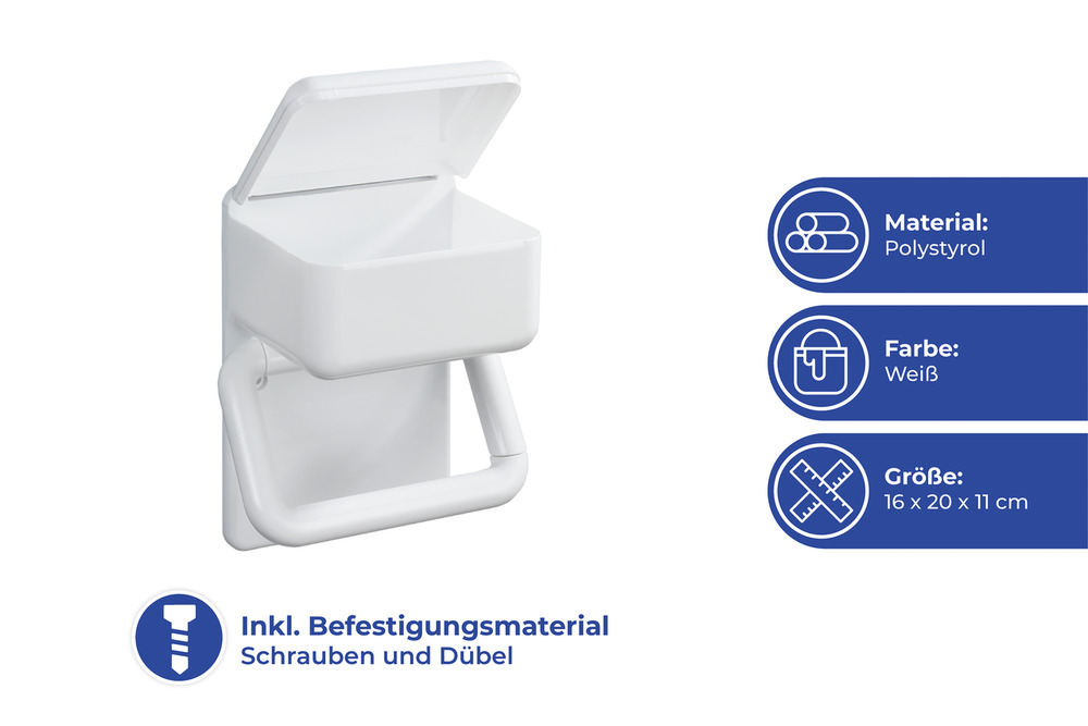 Toilettenpapierhalter 2 in 1 mit Utensilienbox