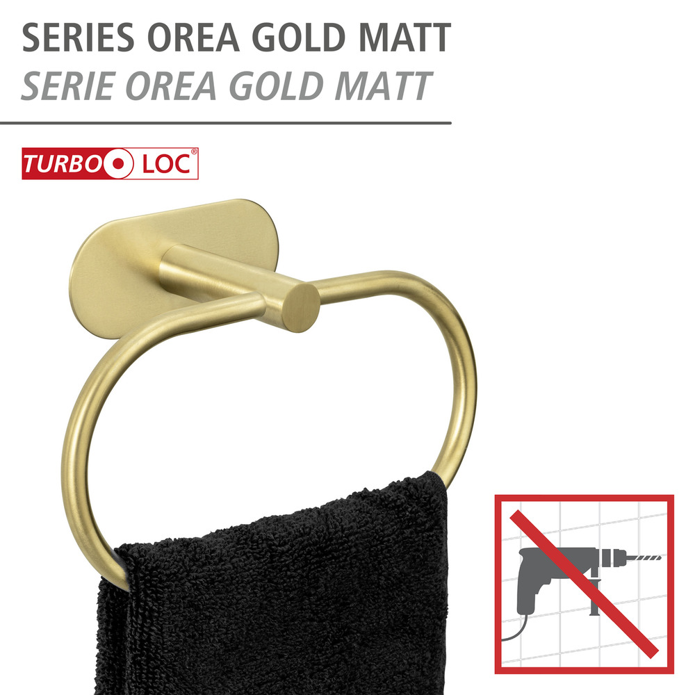 OREA Gold matt Turbo-Loc® Handtuchring aus Edelstahl OREA Gold matt Turbo-Loc® Handtuchring aus Edelstahl