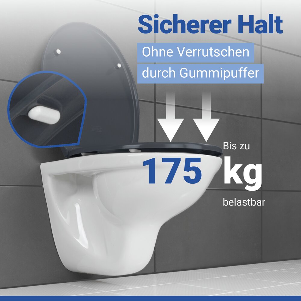 SAMOS grau Premium WC-Sitz belastbar bis 175 kg
