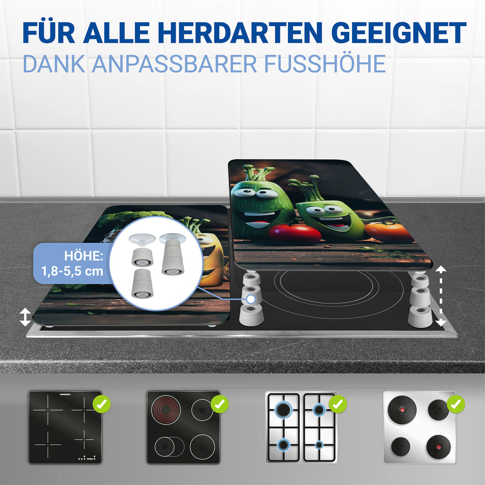 LUSTIGES GEMÜSE 2er-Set Herdabdeckplatten aus Glas