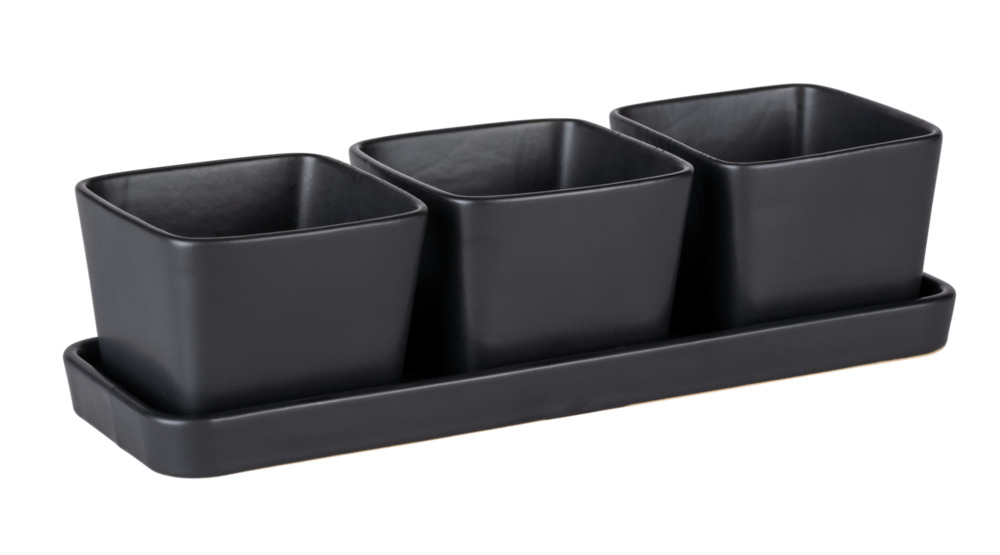 55022100 Snack & Dip Schalen Set Schwarz matt
