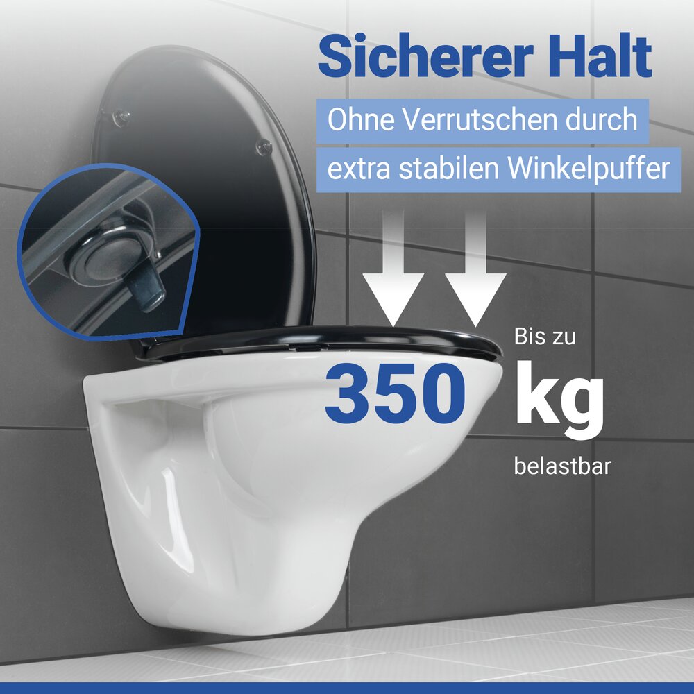 RIETI schwarz WC-Sitz belastbar bis 350 kg