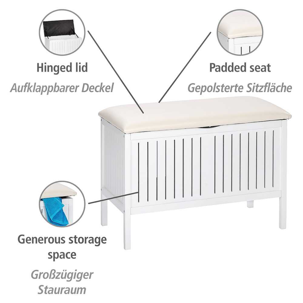 OSLO weiss Wohnbank, lackiertes Echtholz, 165 l
