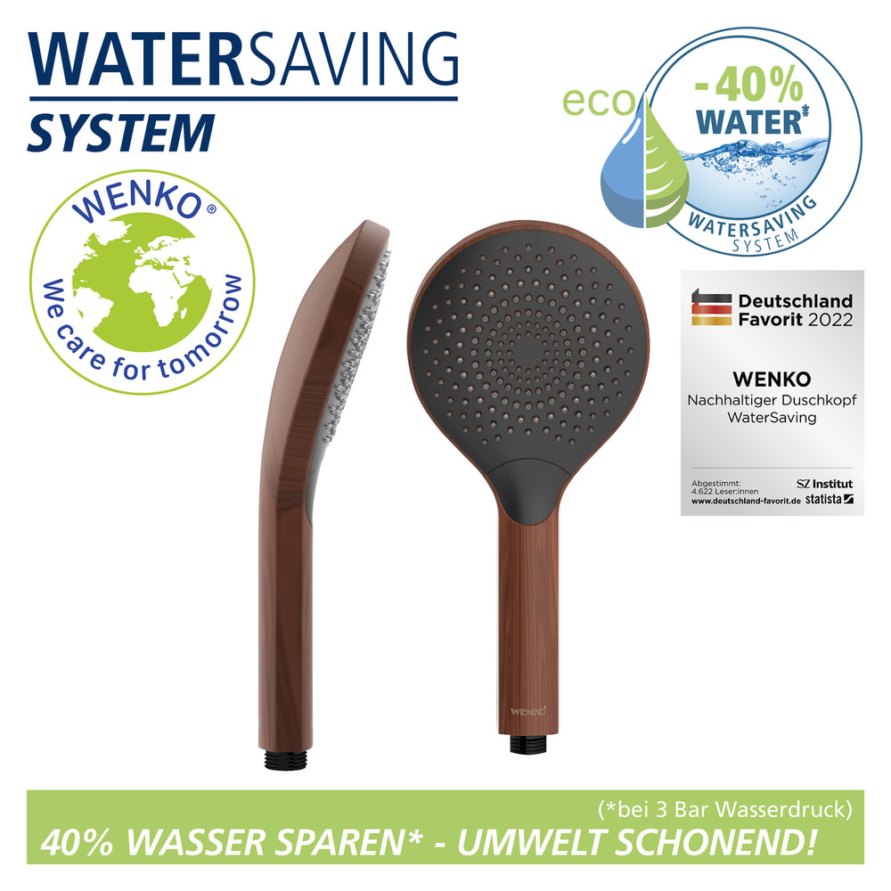 WOOD Wassersparbrause 3 Strahlarten 8 l/min Ø12cm