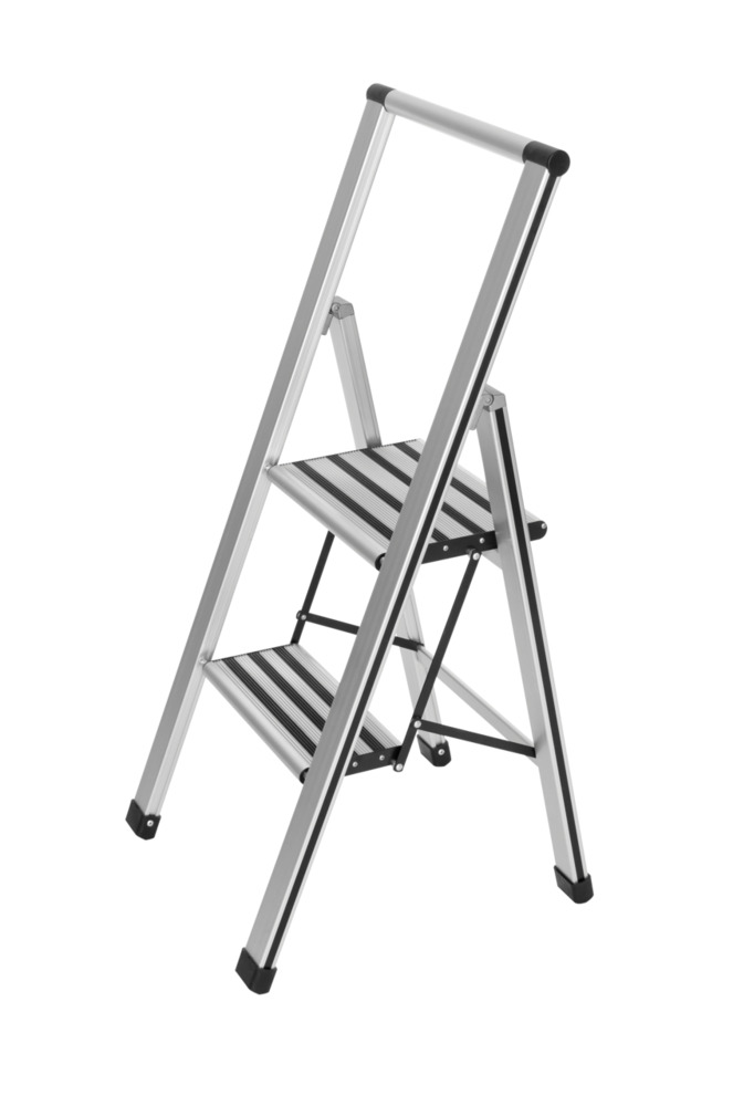 Klapptrittleiter silber aus Aluminium, 2-stufig