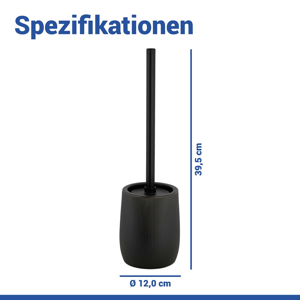 FABLO schwarz WC-Garnitur, Bürstenkopf aus Silikon