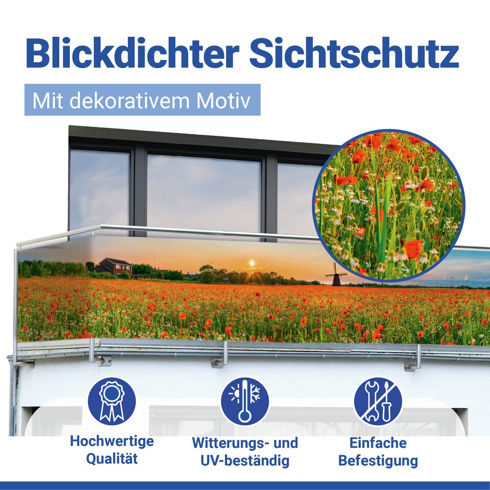 MOHNFELD Balkon-Sichtschutz, 85x500 cm