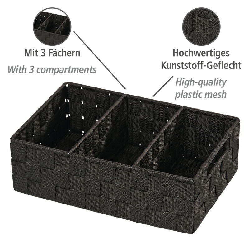 ADRIA schwarz Organizer mit 3 Fächern und Griff