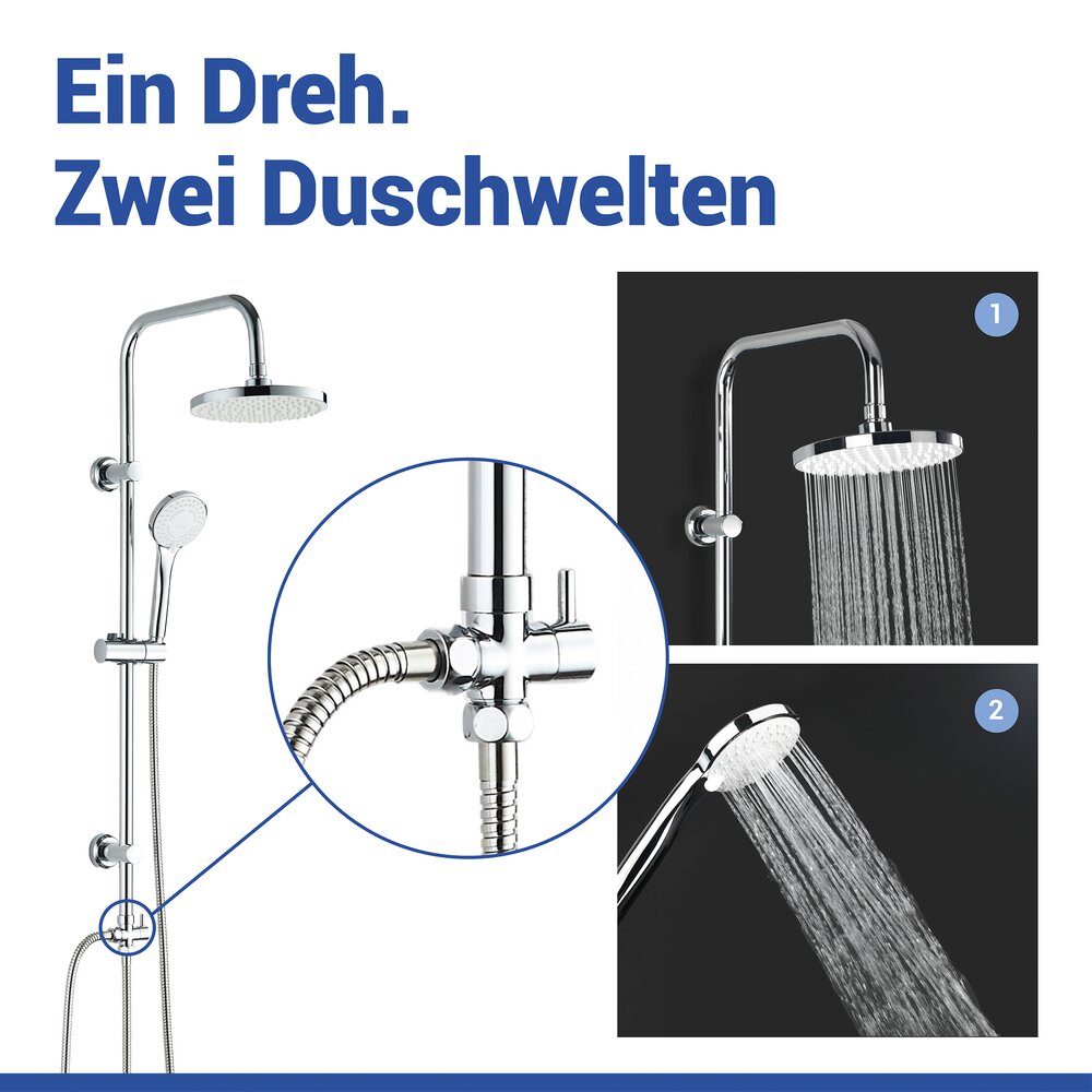 UNO chrom Brauseset mit 2 Duschköpfen