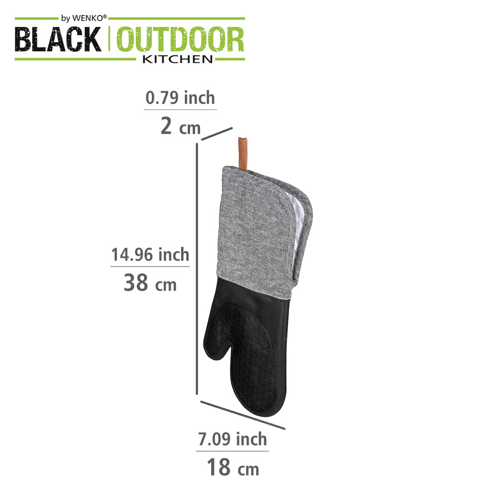 ADA schwarz Topfhandschuhe mit Silikonfläche