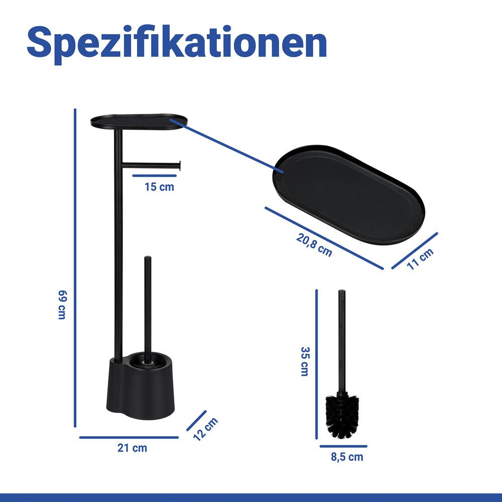 ALBELLA schwarz Bürstengarnitur mit Ablage
