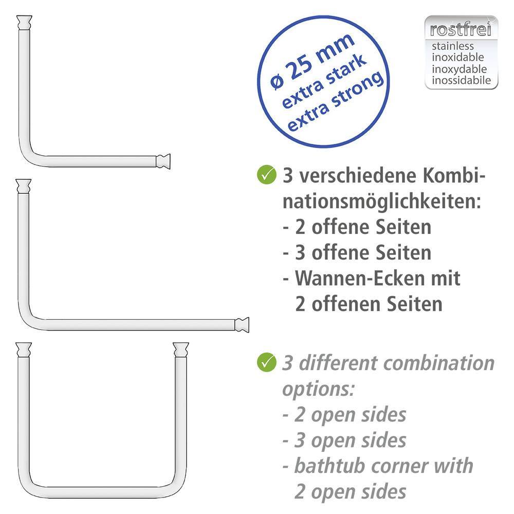 Winkelstange Universal chrom, 25 mm, extra stark