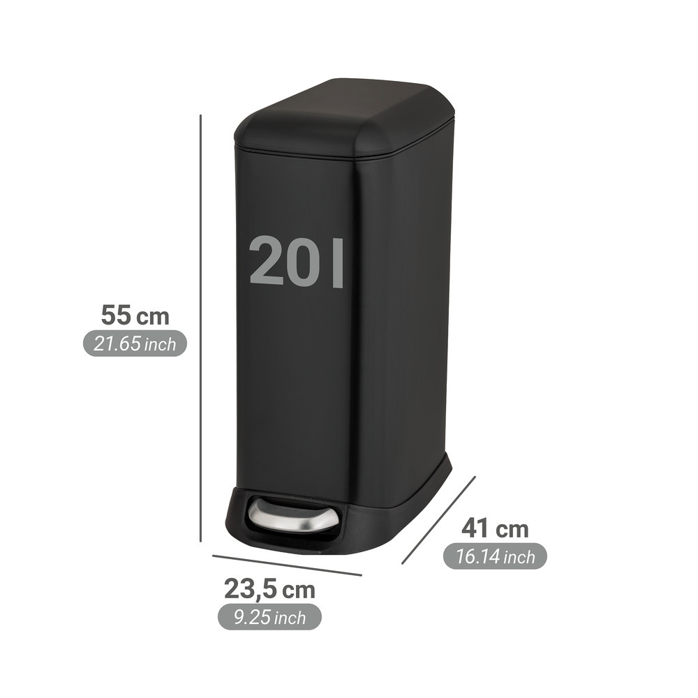 DESIGN schwarz Treteimer, 20 l, Easy Close