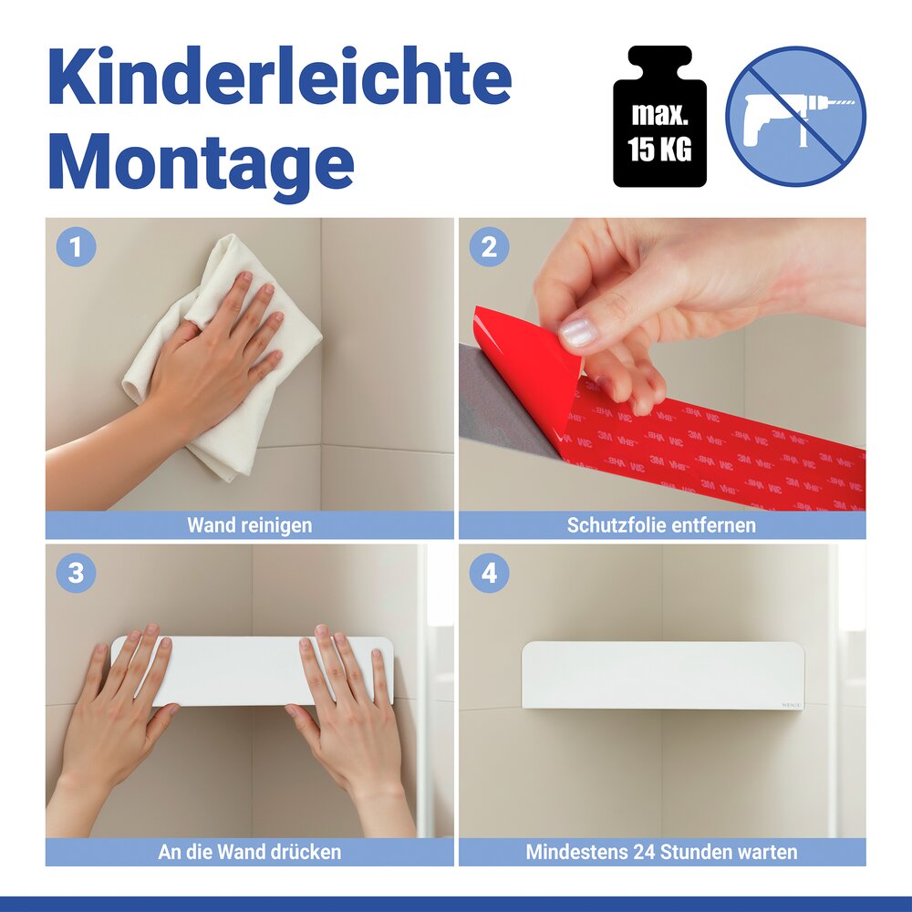 LIZAN weiss Turbo-Loc® Eckablage aus Edelstahl