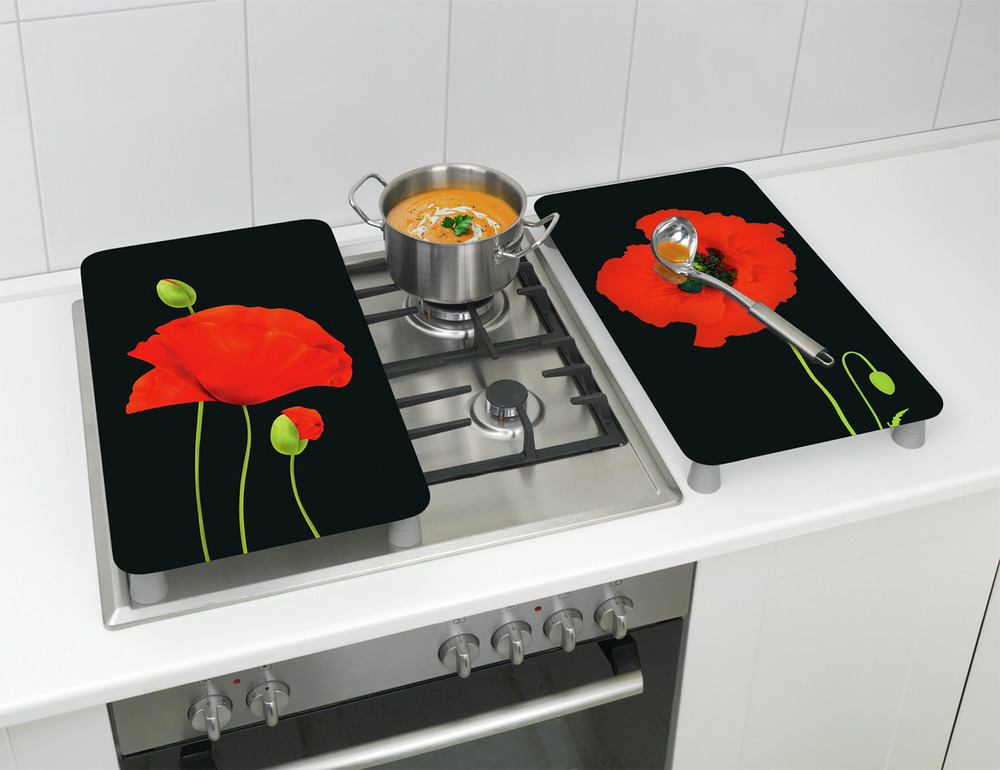 MOHN 2er-Set Herdabdeckplatten aus Glas