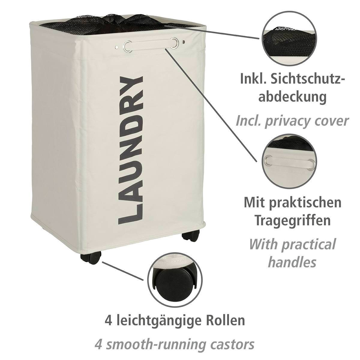 QUADRO beige Wäschekorb mit Rollen, 79 Liter