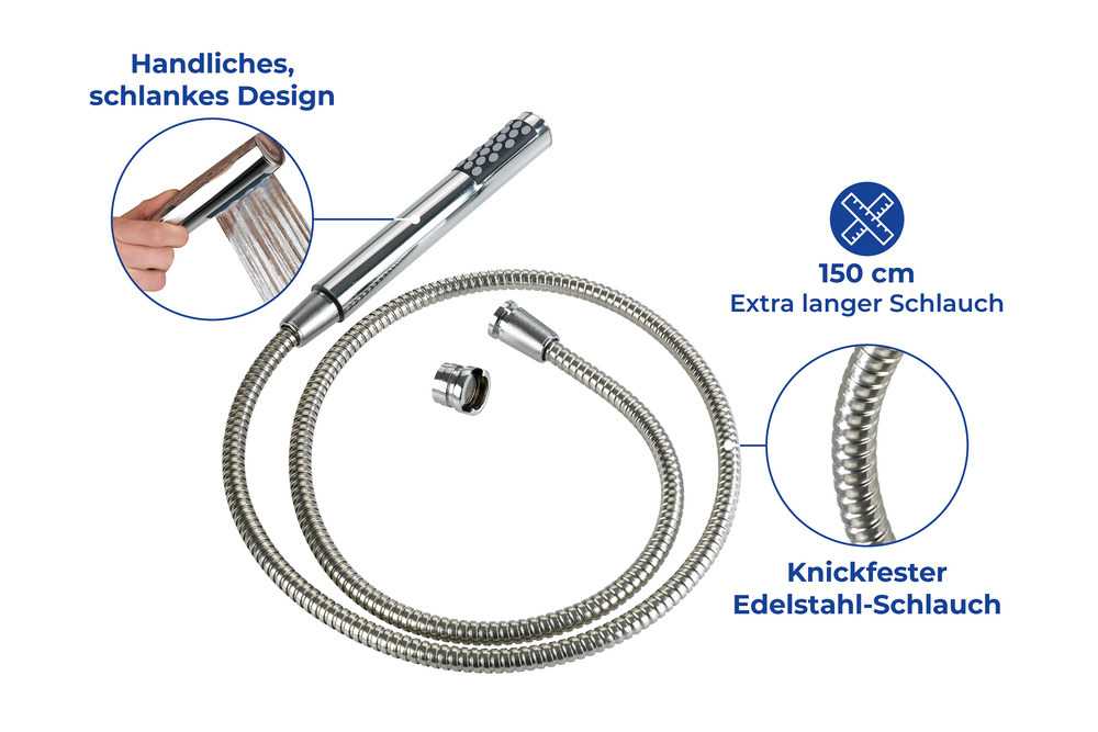 Waschbeckenbrause mit Schlauch und Haken