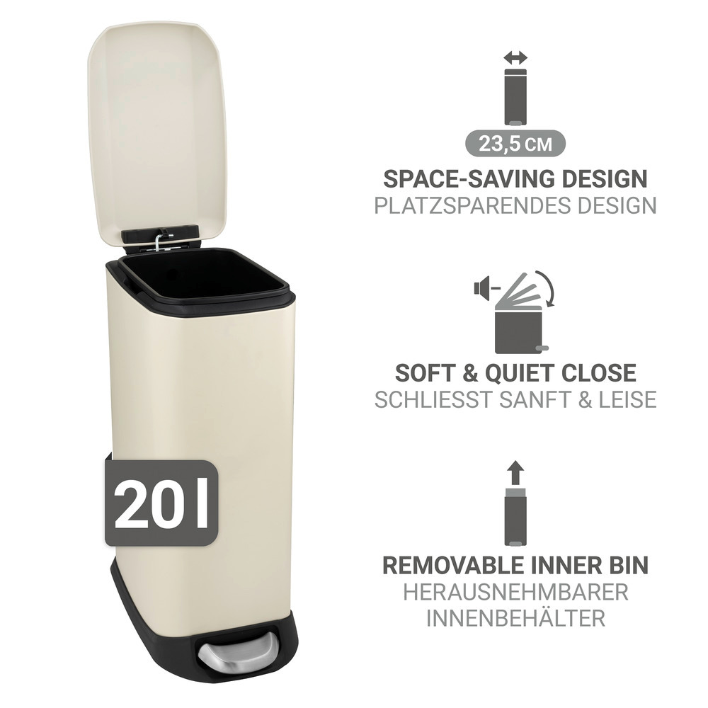 DESIGN creme Treteimer , 20 l, Easy Close