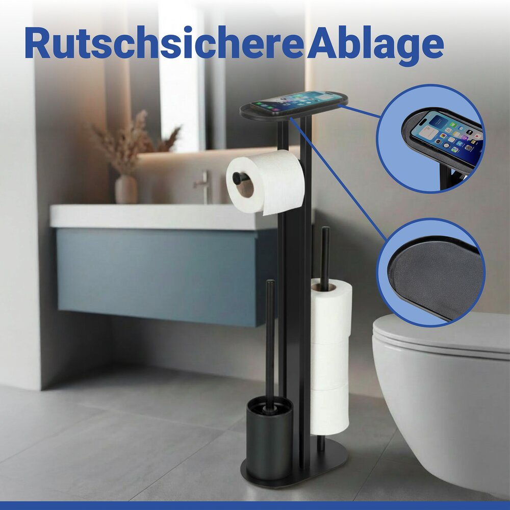 OREA Black Stand-WC-Garnitur mit Ablage